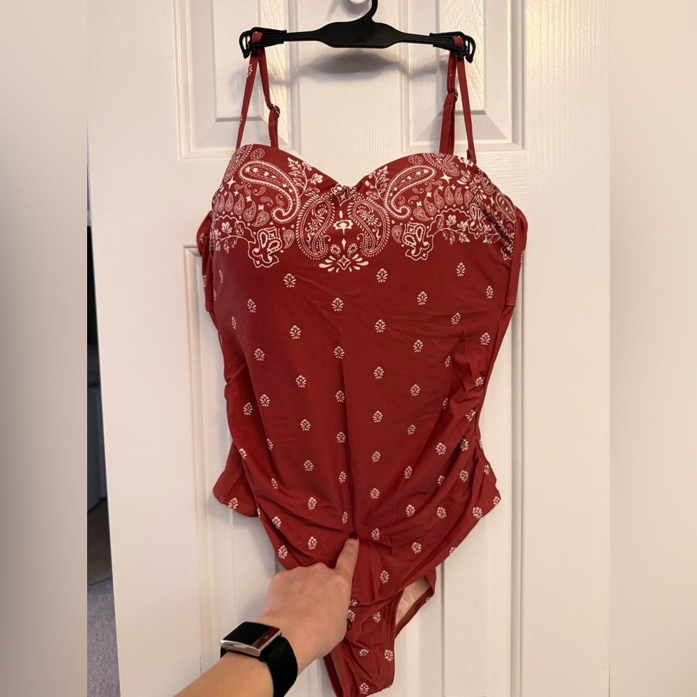 Cupshe Rust Paisley Bandana Tummy Control Convertible One Piece NWT XL - Picture 8 of 13